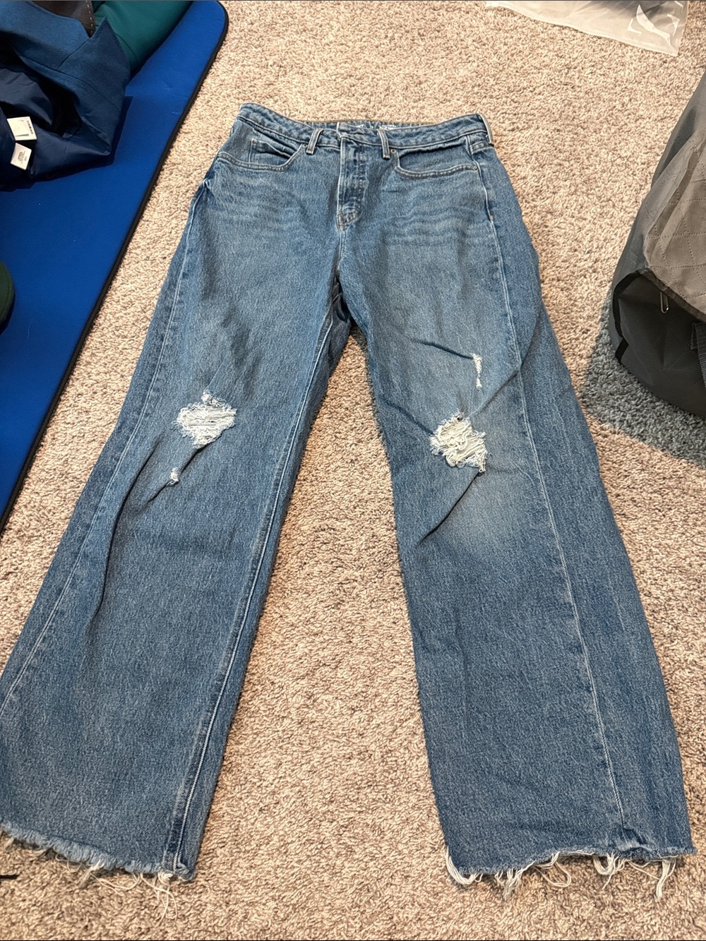 Old Navy Blue Distressed Wide-Leg Jeans